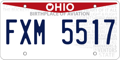 OH license plate FXM5517