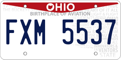OH license plate FXM5537