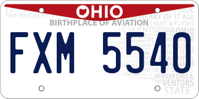 OH license plate FXM5540