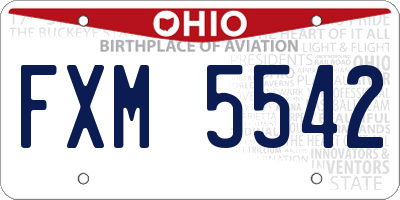OH license plate FXM5542