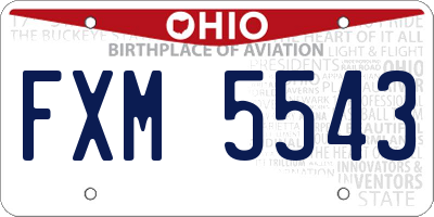 OH license plate FXM5543