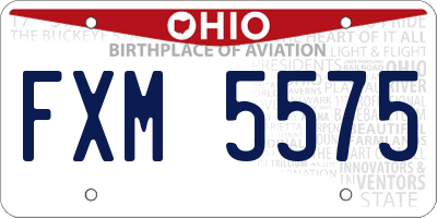OH license plate FXM5575