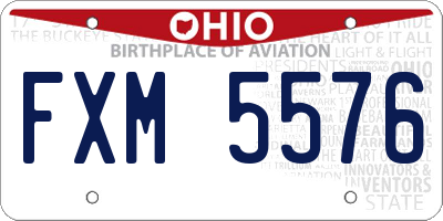 OH license plate FXM5576