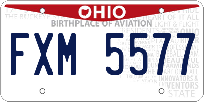 OH license plate FXM5577