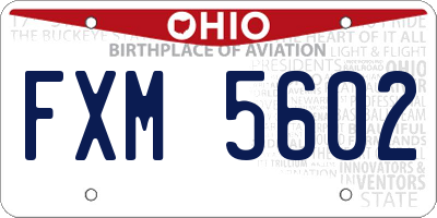 OH license plate FXM5602