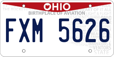 OH license plate FXM5626