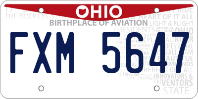 OH license plate FXM5647