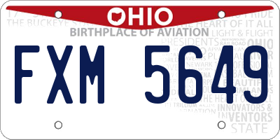 OH license plate FXM5649