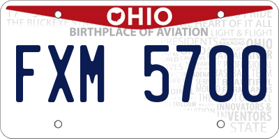 OH license plate FXM5700