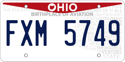OH license plate FXM5749