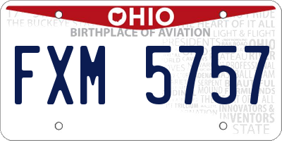 OH license plate FXM5757