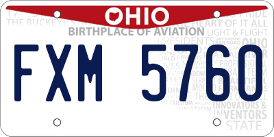 OH license plate FXM5760