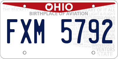 OH license plate FXM5792