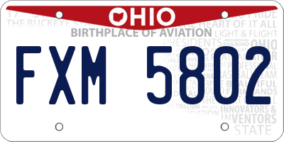 OH license plate FXM5802