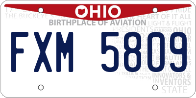 OH license plate FXM5809