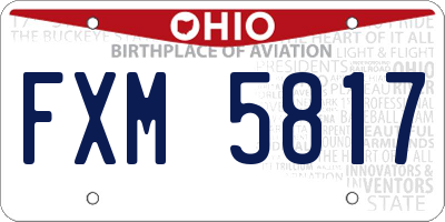OH license plate FXM5817