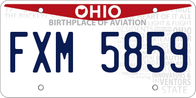 OH license plate FXM5859