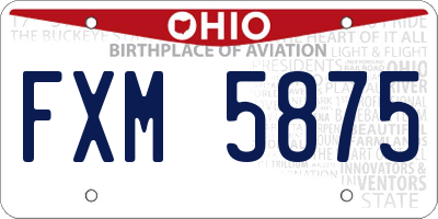 OH license plate FXM5875