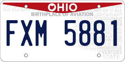 OH license plate FXM5881