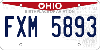 OH license plate FXM5893