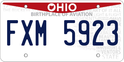 OH license plate FXM5923