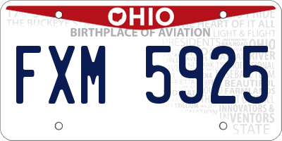 OH license plate FXM5925