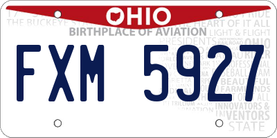OH license plate FXM5927