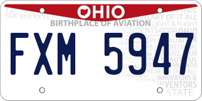 OH license plate FXM5947