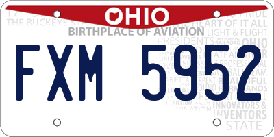 OH license plate FXM5952