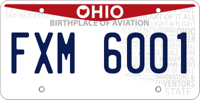 OH license plate FXM6001