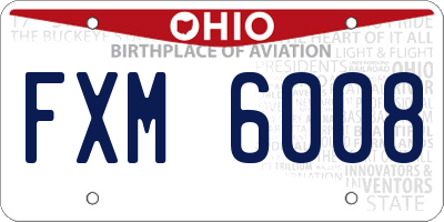OH license plate FXM6008