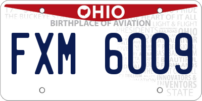 OH license plate FXM6009