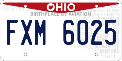 OH license plate FXM6025