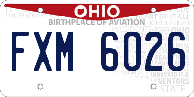 OH license plate FXM6026