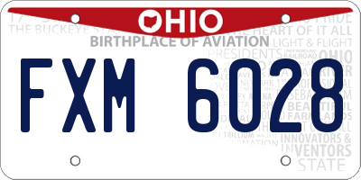 OH license plate FXM6028