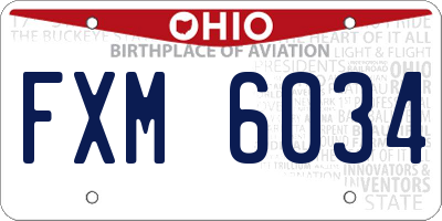 OH license plate FXM6034