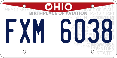 OH license plate FXM6038