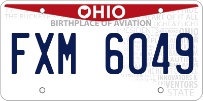 OH license plate FXM6049