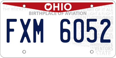 OH license plate FXM6052