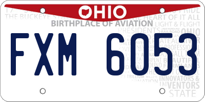 OH license plate FXM6053