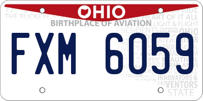 OH license plate FXM6059
