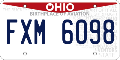 OH license plate FXM6098