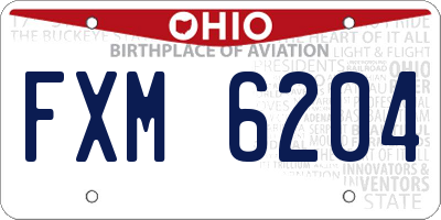 OH license plate FXM6204