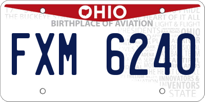 OH license plate FXM6240