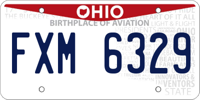 OH license plate FXM6329
