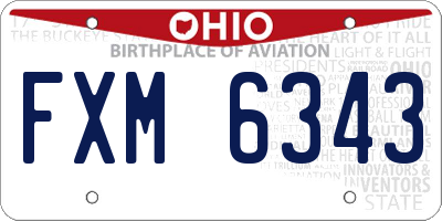 OH license plate FXM6343
