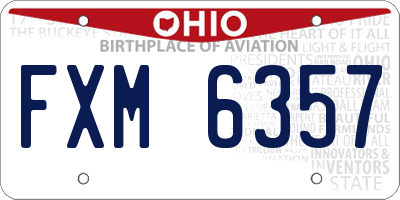 OH license plate FXM6357