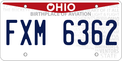 OH license plate FXM6362