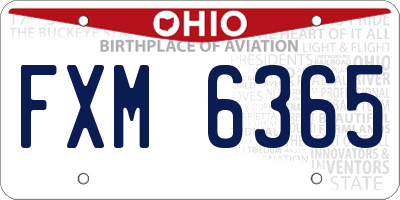 OH license plate FXM6365