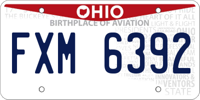 OH license plate FXM6392